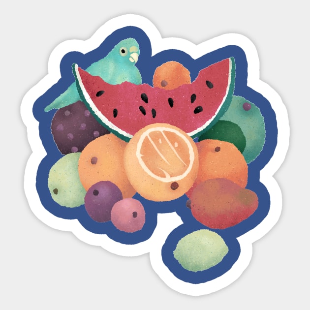 Fruit with Parrot Still Life Sticker by Annelie